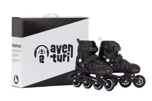 Aventuri verstelbare inline skates semi-softboot zwart maat 34-37 (m)