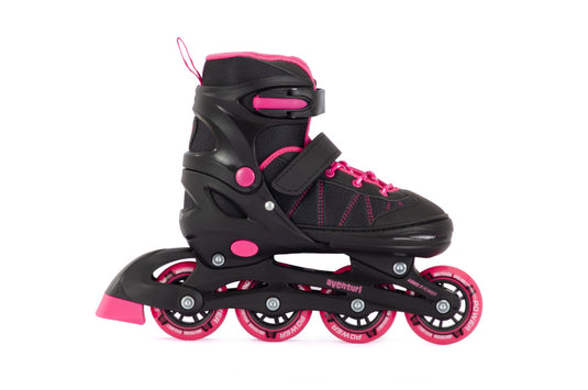 Aventuri verstelbare inline skates semi-softboot zwart roze maat 38-41 (l)