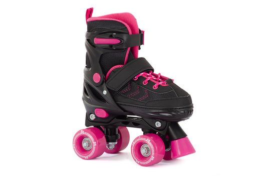 Aventuri verstelbare rolschaatsen semi-softboot zwart roze maat 31-34 (s)