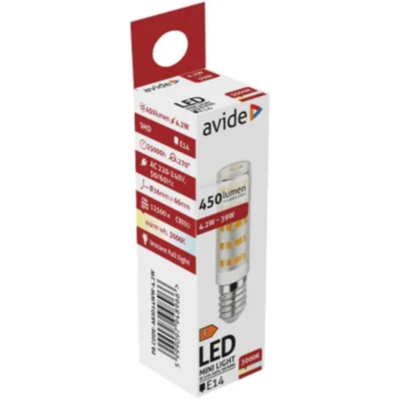 Afbeelding laden in galerijviewer, Avide led minilight 4,2w jd e14 fitting, 3000 kelvin warmwit, 450lumen
