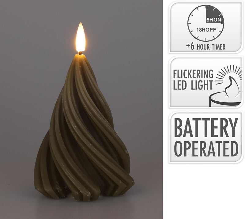 Load image into Gallery viewer, Home styling kaars led boom gedraaid h13cm taupe
