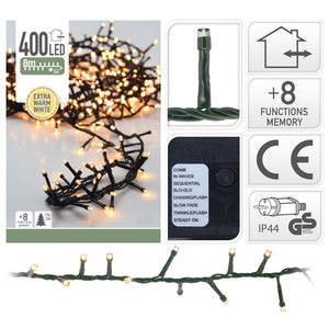 Clusterverlichting 400led 8 meter met flits functie extra warmwit