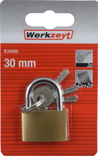 Werkzeyt hangslot 30mm ms - b34000