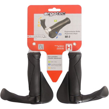 Ergotec handvatpaar mf2 small kraton aluminium 130+130 mm - zwart