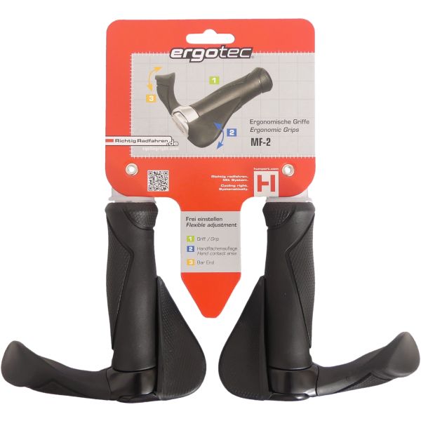 Load image into Gallery viewer, Ergotec handvatpaar mf2 small kraton aluminium 130+130 mm - zwart
