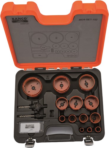 Load image into Gallery viewer, Bahco sandflex® bi-metalen gatzagenset | voor metaal en houtsoorten | 16 mm - 83 mm - 18-delig - 3834-set-152
