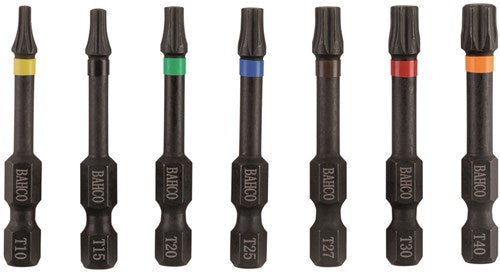 Afbeelding laden in galerijviewer, Bahco torsiebit 1 4 | heavy-duty | voor torx® schroeven | gekleurd | t25 x 50 mm - retailverpakking - 66im 50t25c-2p
