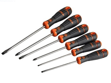 Bahco fit schroevendraaierset met rubber greep, gleuf-, pozidriv - 6-delig - b219.016