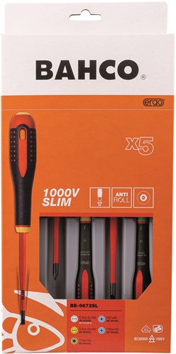 Load image into Gallery viewer, Bahco schroevendraaierset ergo™ | geïsoleerd | vde | driecomponentengreep | smal blad | gleuf- | pozidriv- en torx® - 5-delig - be-9872sl
