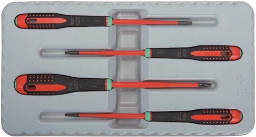 Afbeelding laden in galerijviewer, Bahco schroevendraaierset ergo™ | geïsoleerd | vde | driecomponentengreep | smal blad | torx® - 4-delig - be-9880sl
