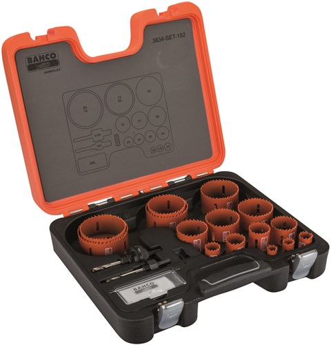 Load image into Gallery viewer, Bahco sandflex® bi-metalen gatzagenset | voor metaal en houtsoorten | 16 mm - 83 mm - 18-delig - 3834-set-152
