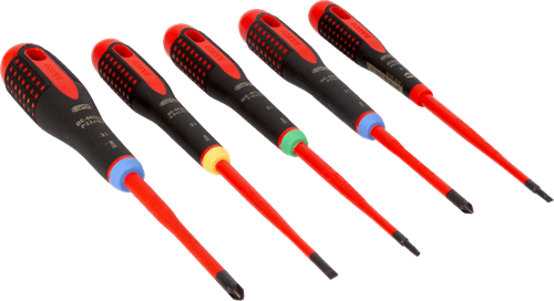 Load image into Gallery viewer, Bahco schroevendraaierset ergo™ | geïsoleerd | vde | driecomponentengreep | smal blad | gleuf- | pozidriv- en torx® - 5-delig - be-9872sl
