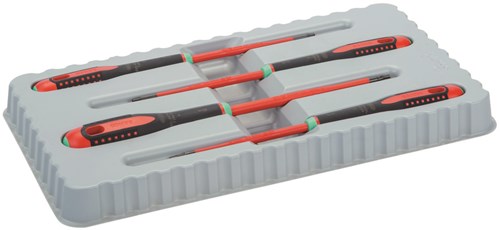 Afbeelding laden in galerijviewer, Bahco schroevendraaierset ergo™ | geïsoleerd | vde | driecomponentengreep | smal blad | torx® - 4-delig - be-9880sl
