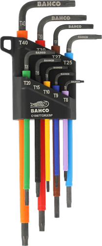 Afbeelding laden in galerijviewer, Bahco torx sleutelset t8 - t40 stiftsleutels, torx®, lang, gefosfateerd, gekleurd, metrisch - 9-delig - c1997torx 9p
