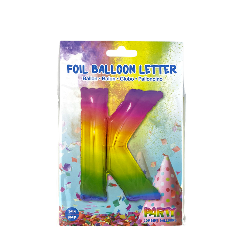 Afbeelding laden in galerijviewer, Ballon folie letter k rainbow 86cm
