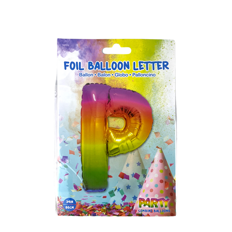Afbeelding laden in galerijviewer, Ballon folie letter p rainbow 86cm
