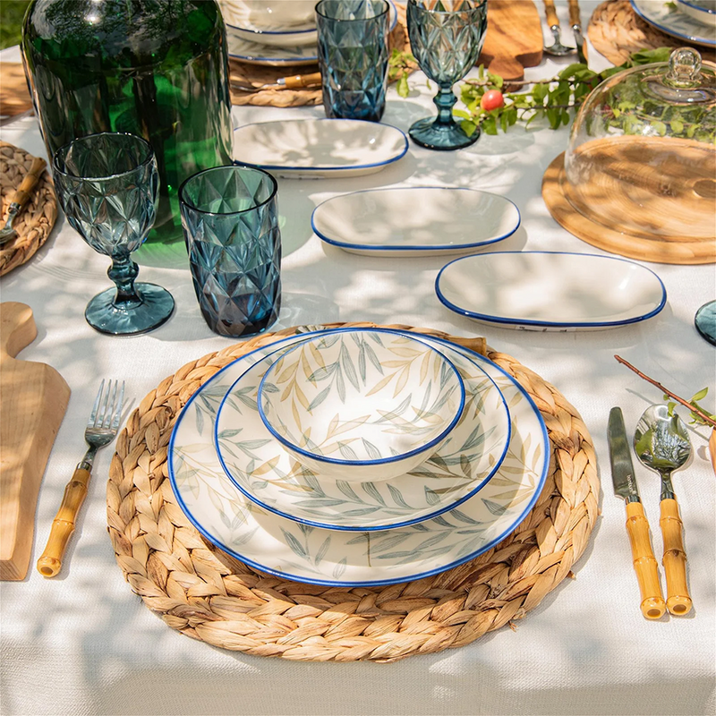 Afbeelding laden in galerijviewer, Bambum serviesset fondo blauw 12-delig
