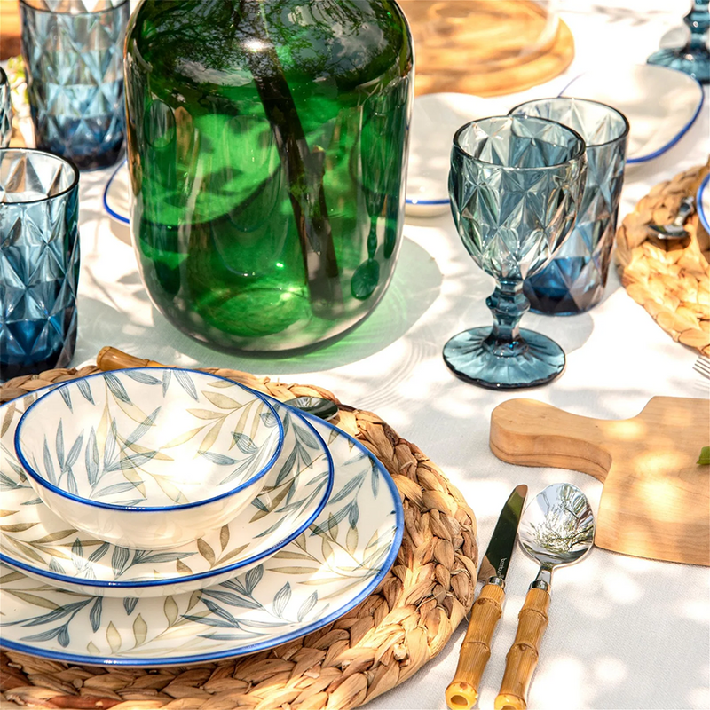 Afbeelding laden in galerijviewer, Bambum serviesset fondo blauw 12-delig
