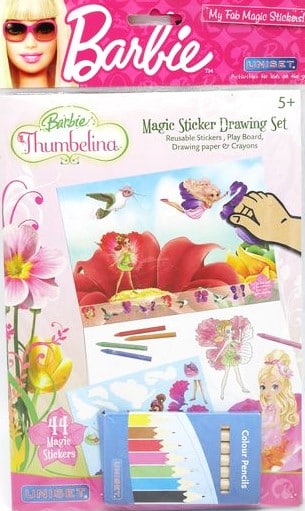 Van der doelen barbie thumbelina raamstickers met kleurtjes en kleurplaat