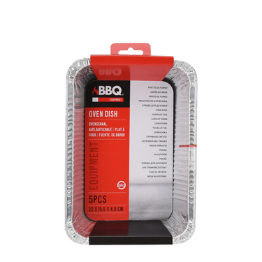Bbq barbecue ovenschaal aluminium 22x15,5x4,5cm 5 stuks