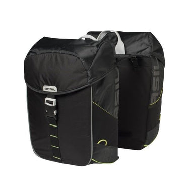 Basil Miles Double Bag - waterdichte dubbele fietstas, unisex, sportief, zwart-limoen