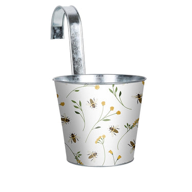 Esschert design bloempot met haak bijenprint ã˜16x26cm