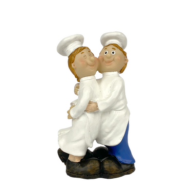 Beeldje deco kok knuffelende koks