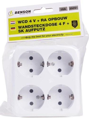 Afbeelding laden in galerijviewer, Enzo benson opbouw stopcontact ra 4 voudig wit - 4650084
