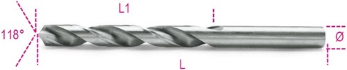 Beta spiraalboren, korte uitvoering hss volledig geslepen glimmende afwerking 412 5,00 - 004120088