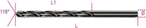 Beta spiraalboren, lange uitvoering hss volledig geslepen gebruneerd 412l 4,50 - 004120242