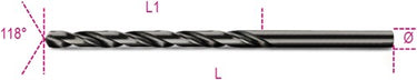 Beta spiraalboren, lange uitvoering hss volledig geslepen gebruneerd 412l 6,50 - 004120250