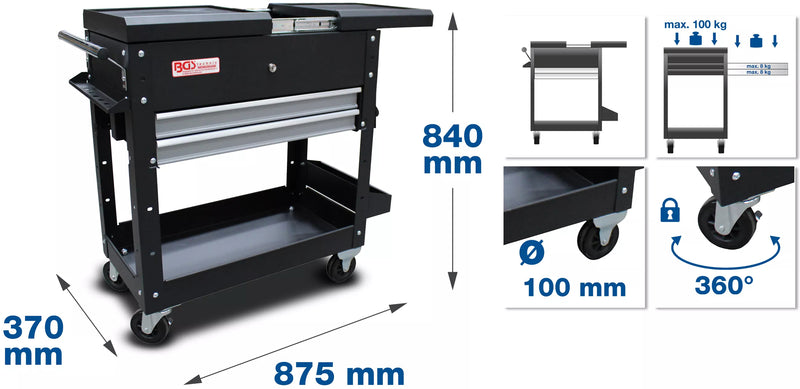 Load image into Gallery viewer, Bgs technic workshop trolley 2 drawers
