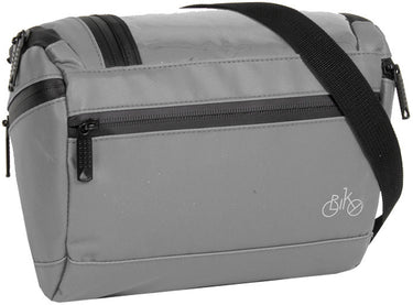 Bike carbon waterafstotende stuurtas met schouderhengsel 5l grijs