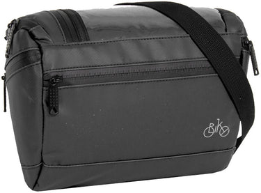Bike carbon waterafstotende stuurtas met schouderhengsel 5l zwart