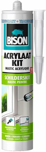 Bison acrylaatkit universeel transparant koker 300 ml - afdichtingskit voor het afdichten van naden, kieren en scheuren, overschilderbaar, strak afmesbaar