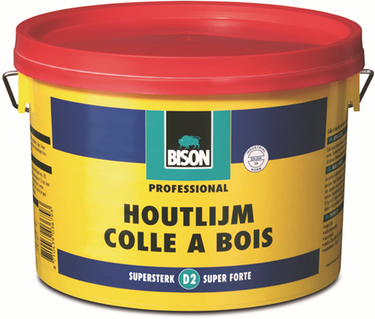 Bison houtlijm emmer 3 kg, hoogwaardige, vochtbestendige witte houtlijm, droogt transparant op, oplosmiddelvrij, overschilderbaar, d2, sterker dan hout