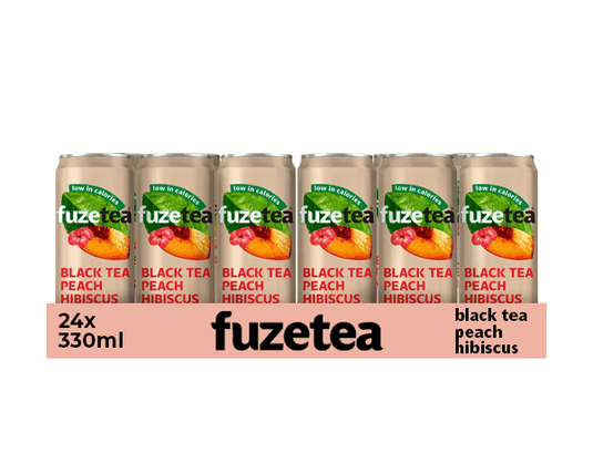 Fuze tea black peach hibiscus blik sleek (24x 33cl)