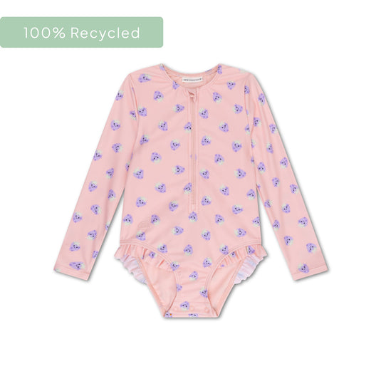 Blackberry | beige paars meisjes uv badpak met lange mouwen