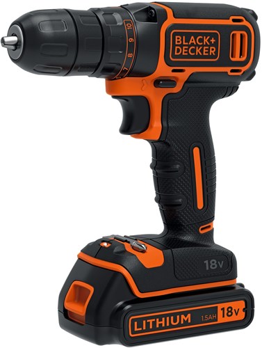 Load image into Gallery viewer, Black+decker bdcdc18 18v 1.5ah schroefboor - 1 snelh | 1x 18v 1.5ah accu + 200ma lader - bdcdc18-qw
