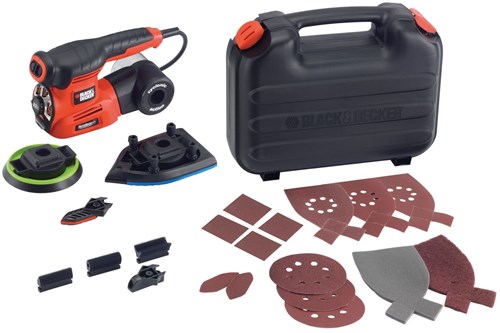Load image into Gallery viewer, Black+decker ka280k 220w 4in1 multischuurmachine | vlak-, detail-, en excentrische schuurzool | 4x profielpunten | 1x schuurvinger | 14x schuurvellen | in koffer - ka280k-qs
