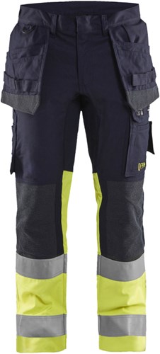 Blåkläder multinorm werkbroek inherent met stretch 14871512 | marine high vis geel | maat 52 - 7330509662205