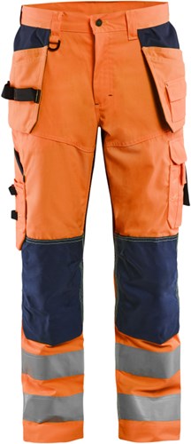 Blåkläder werkbroek high-vis met ventilatie 15651811 | high vis oranje marineblauw | maat 52 - 7330509673249