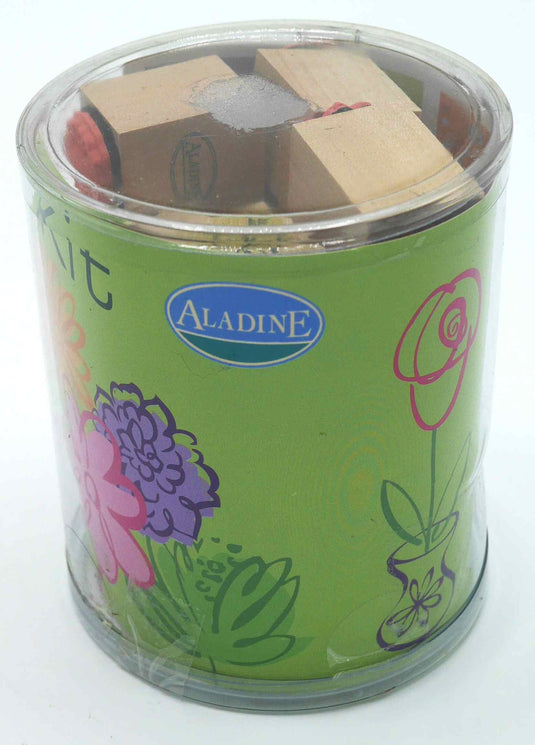 Van der doelen 15 houten ministempeltjes over bloemen inclusief stempel kussen