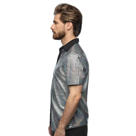 Load image into Gallery viewer, Boland Disco Diamond Shirt Heren Zilver maat L
