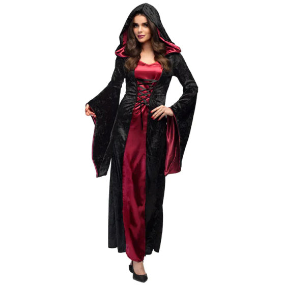 Load image into Gallery viewer, Boland vampire mistress halloween kostuum dames zwart rood maat 44 46
