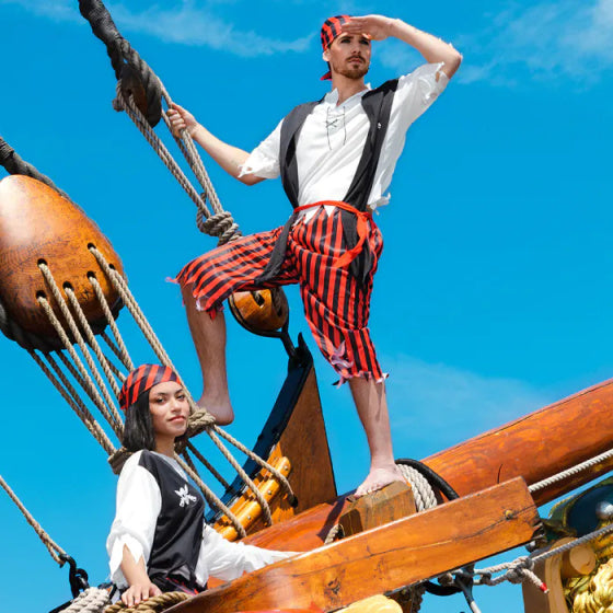 Load image into Gallery viewer, Boland Verkleedpak Piraat Jack Heren Zwart Maat M L
