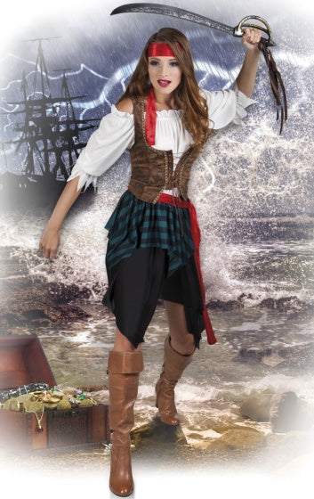 Load image into Gallery viewer, Boland Piraat Storm Kostuum Dames Zwart Wit maat 40 42
