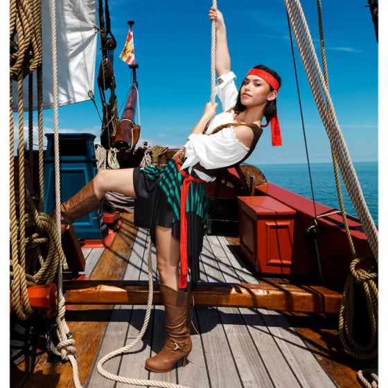 Load image into Gallery viewer, Boland Piraat Storm Kostuum Dames Zwart Wit maat 40 42
