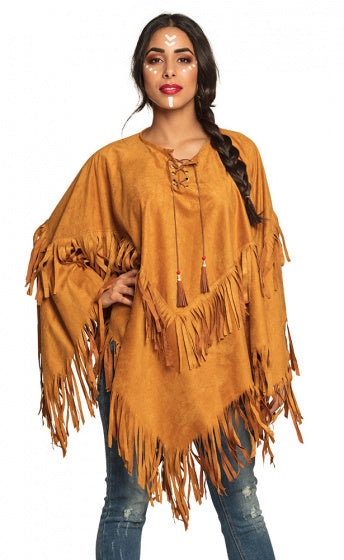 Load image into Gallery viewer, Boland Verkleedponcho Indiaan Dames Bruin One Size
