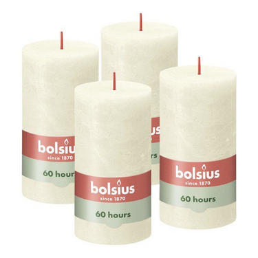 Bolsius rustiek stompkaars soft pearl ø68x130 mm 60 uur (4 stuks)